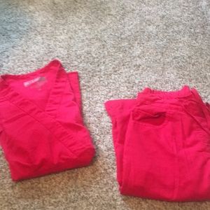 Coral grey’s anatomy scrubs top and bottom XS